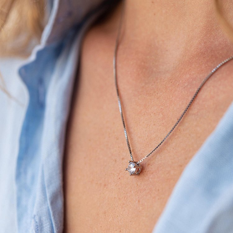 Срібне кольє з фіанітом 18748 від ювелірного магазину Онікс - 3