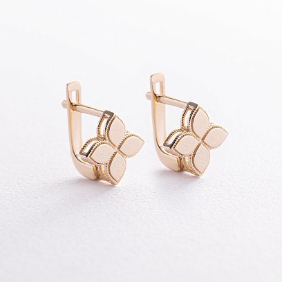 Сережки "Конюшина" в жовтому золоті с08454