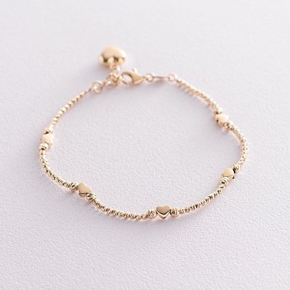 Золотой браслет "Сердечки" б04016