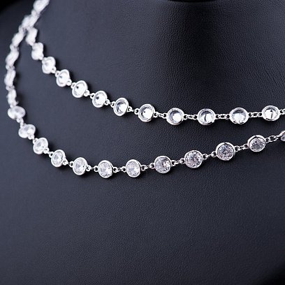 Срібне кольє з фіанітами 18196 №5