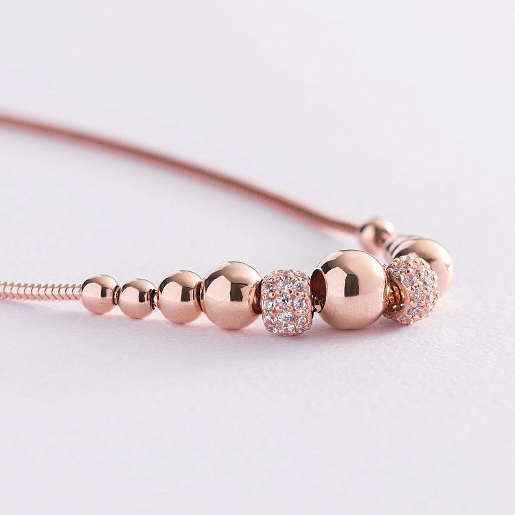 Браслет "Шарики" в красном золоте (фианиты) б04802 от ювелирного магазина Оникс - 3