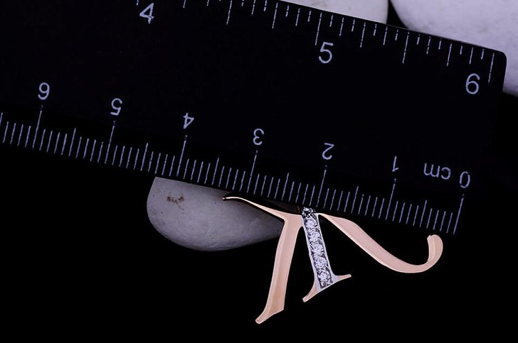 Золота підвіска літера "Ж" (фіаніти) п00067 від ювелірного магазину Онікс - 1