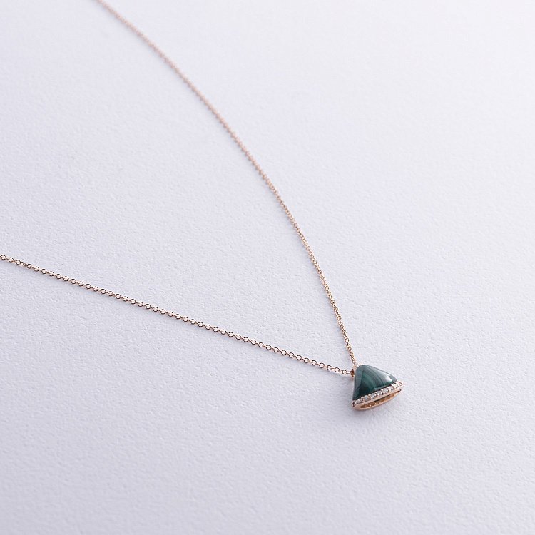 Золотое колье (малахит, бриллианты) колб0116sm от ювелирного магазина Оникс - 2