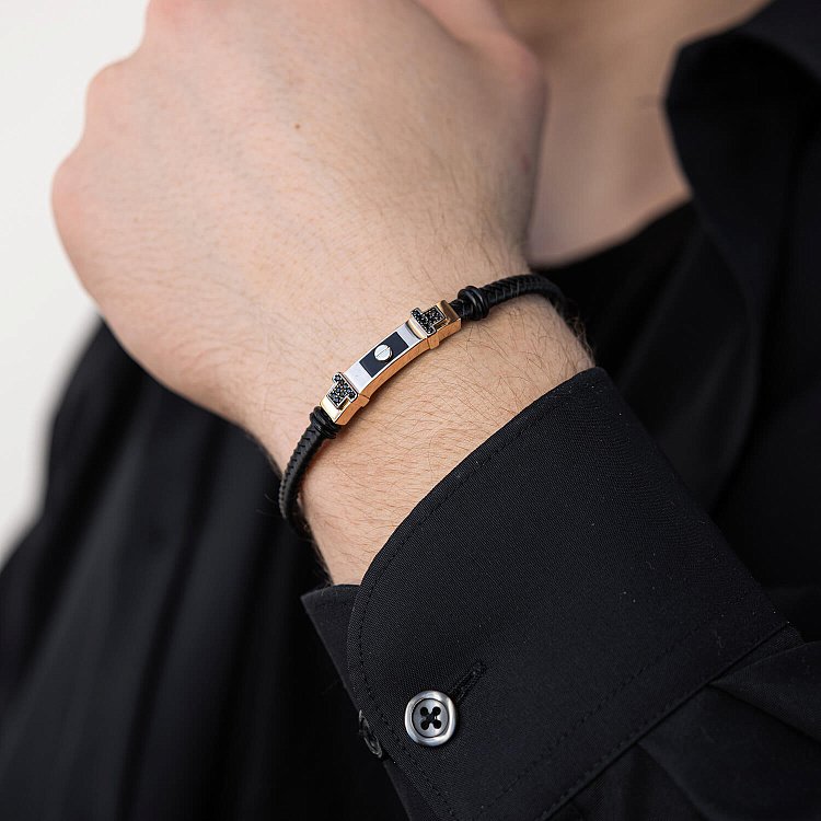 Каучуковий браслет з червоного золота (фіаніти, емаль) б03990 від ювелірного магазину Онікс - 5