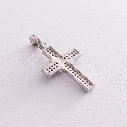 Серебряный крестик с фианитами 132009 №3