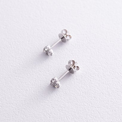 Золоті сережки - пусети "Сердечки" з діамантами сб0463ca №5