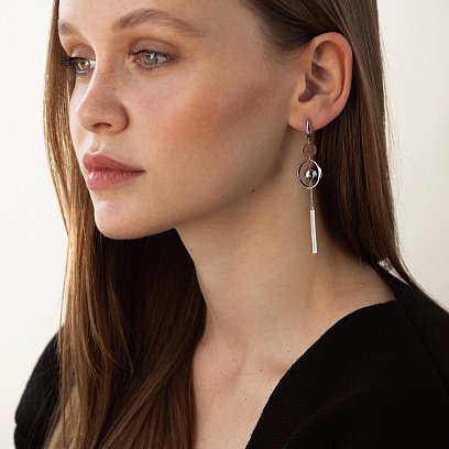 Золотые серьги "Солнце" на английской застежке с05541 №2