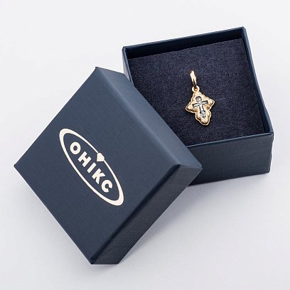 Серебряный православный крестик с позолотой 131754 №5