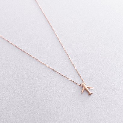 Золоте кольє "Літак" з фіанітом кол02433 №3