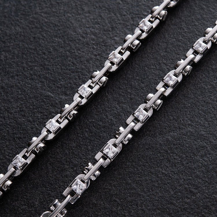 Чоловічий срібний ланцюжок з фіанітами 882 від ювелірного магазину Онікс - 2