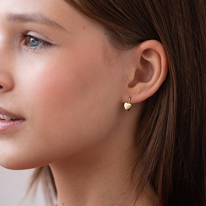 ﻿Золоті дитячі сережки "Сердечки" с09257 №4