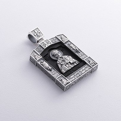 Серебряный кулон "Николай Чудотворец. Отче наш" (эбеновое дерево) 621 №8