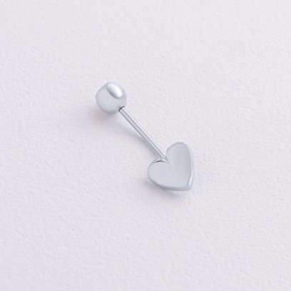 Золотой пирсинг в пупок "Сердечко" (фианит) пир00279