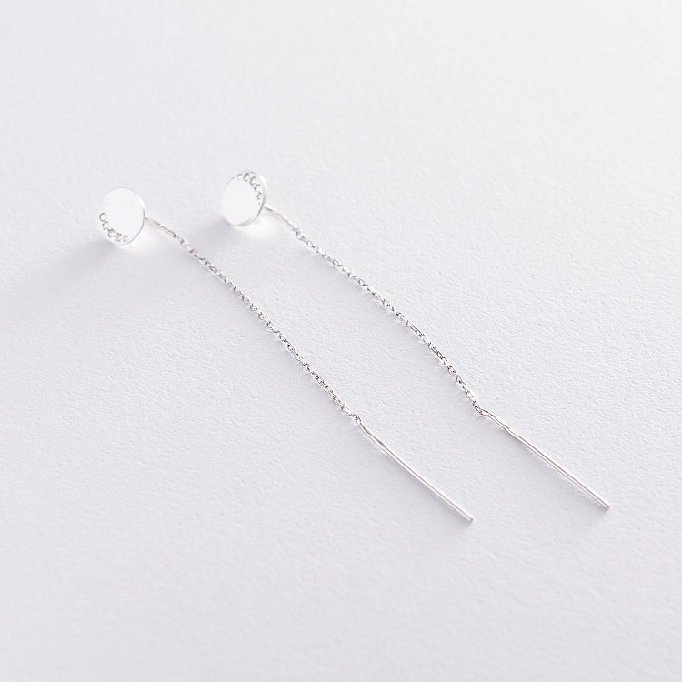 Золотые серьги-протяжки (фианиты) с06769 от ювелирного магазина Оникс - 1