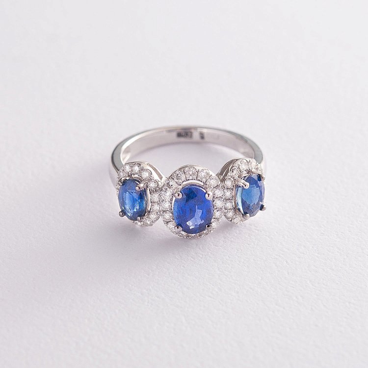 Золота каблучка (сапфір, діамант) кб0111dkn від ювелірного магазину Онікс