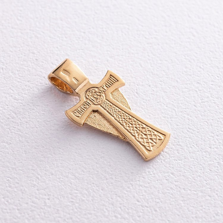 Православный крест "Ангел Хранитель. Спаси и сохрани" с позолотой 133202 от ювелирного магазина Оникс - 1
