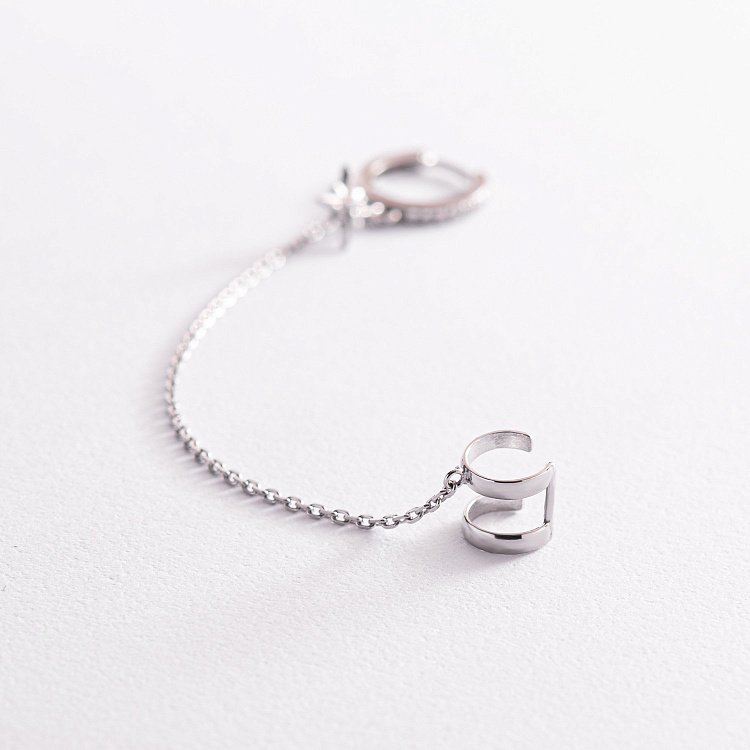 Срібна сережка - каффа з фіанітами 4996 від ювелірного магазину Онікс - 3