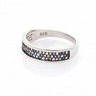 Серебряное кольцо с разноцветными фианитами 112058 от ювелирного магазина Оникс - 1