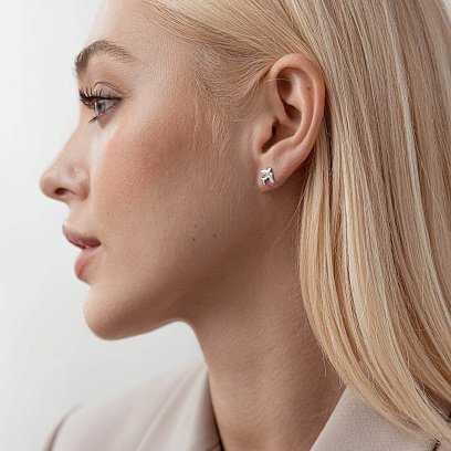 Серебряные серьги - пусеты "Птички" 4873 №4