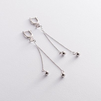 Срібні сережки з підвісками кульками 123031