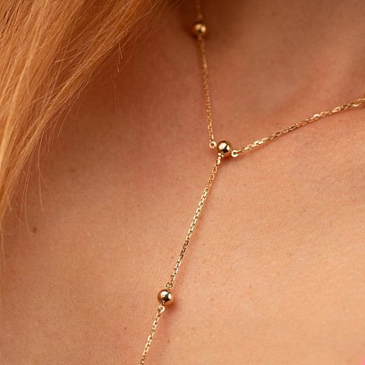 Колье 2 в 1 "Шарики" в желтом золоте кол02518 №4