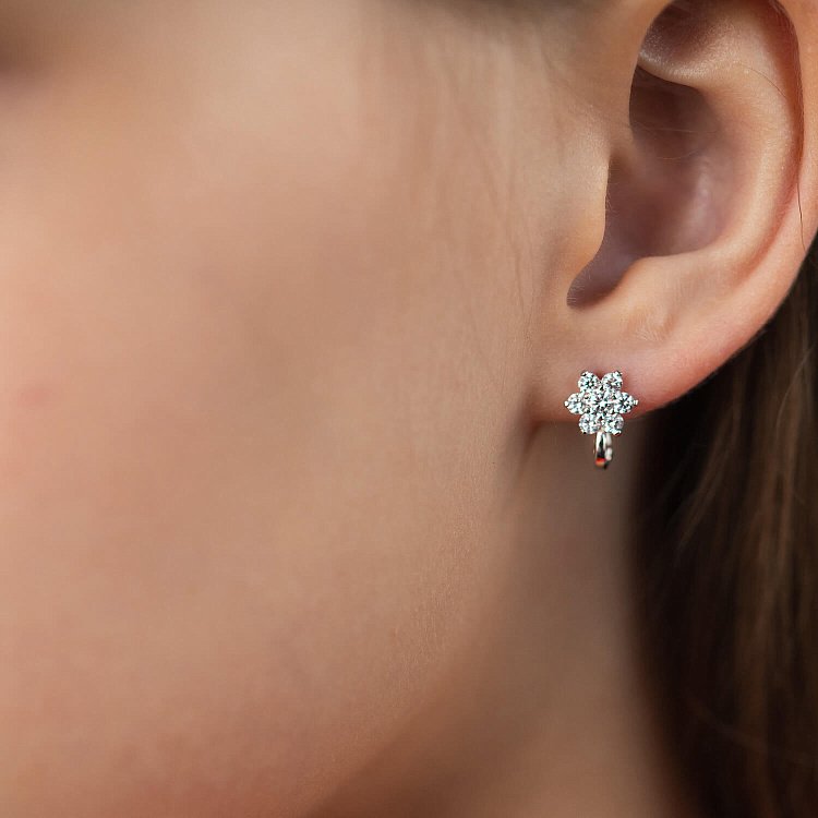 Золоті сережки з фіанітами с04823 від ювелірного магазину Онікс - 2