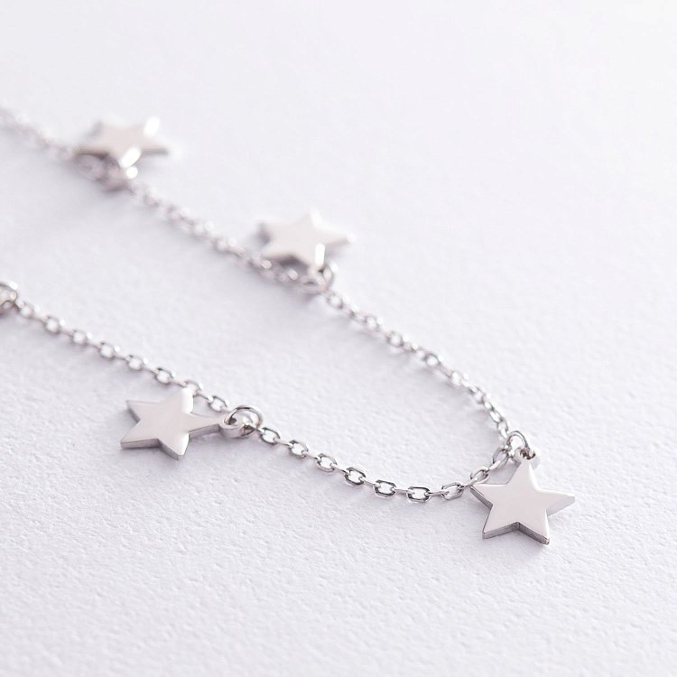 Серебряное колье "Звездочки" (10 шт) 181202 от ювелирного магазина Оникс - 2