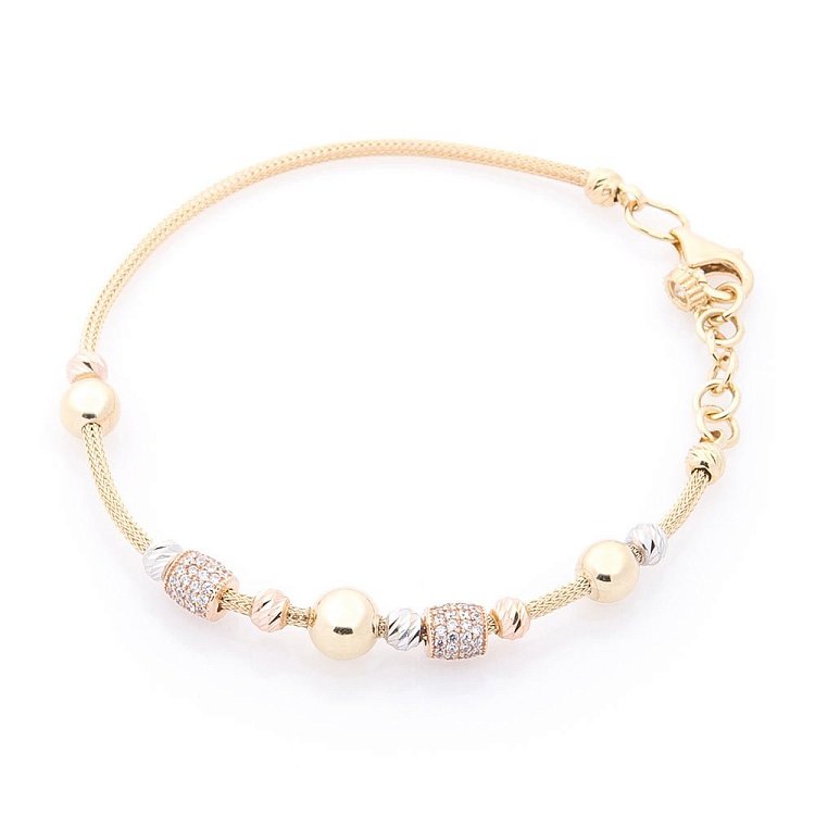 Золотой браслет с фианитами б04005 от ювелирного магазина Оникс