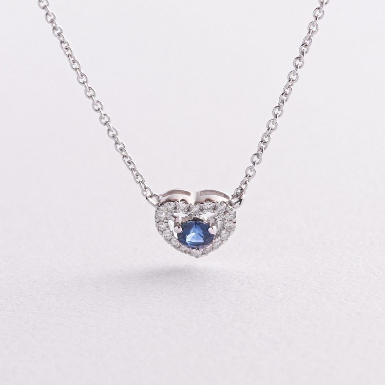 Золотое колье "Сердечко" (бриллианты, сапфир) колб0163ca Золотое колье "Сердечко" (бриллианты, сапфир) колб0163ca от ювелирного магазина Оникс