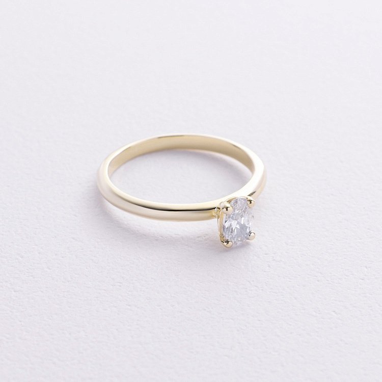 Помолвочное кольцо в желтом золоте (фианит овал) к08200 от ювелирного магазина Оникс - 2