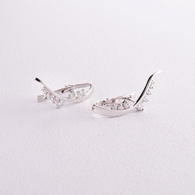 Срібні сережки з фіанітами 121857 від ювелірного магазину Онікс - 2