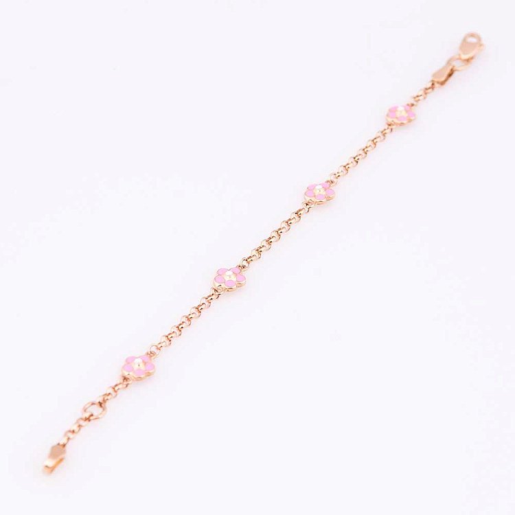 Дитячий золотий браслет "Квіточки" б00520 від ювелірного магазину Онікс - 1