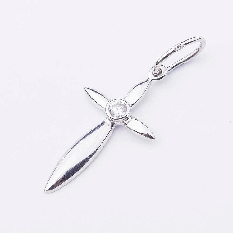 Золотий хрестик з фіанітом п01873 від ювелірного магазину Онікс - 1