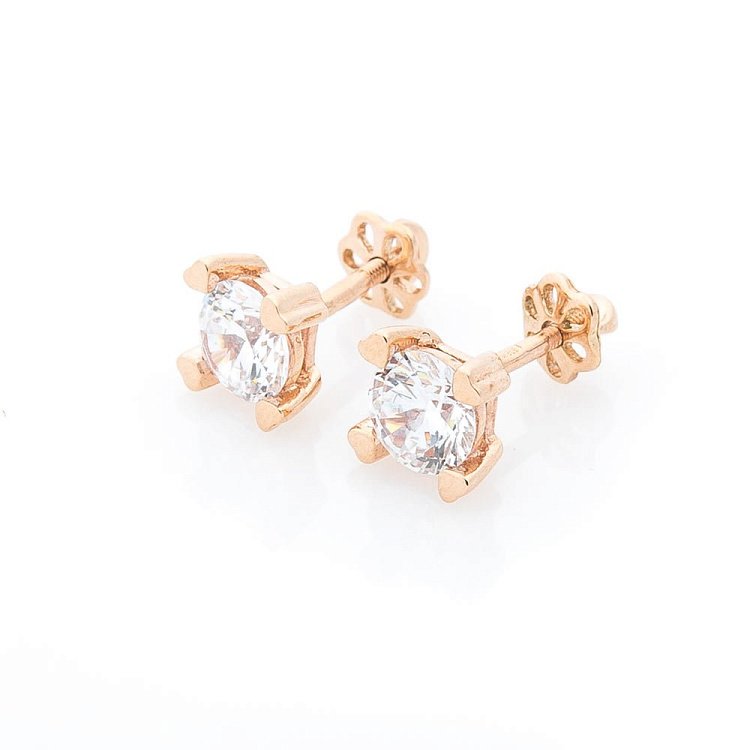 Золотые серьги-пусеты с фианитами с05222 от ювелирного магазина Оникс