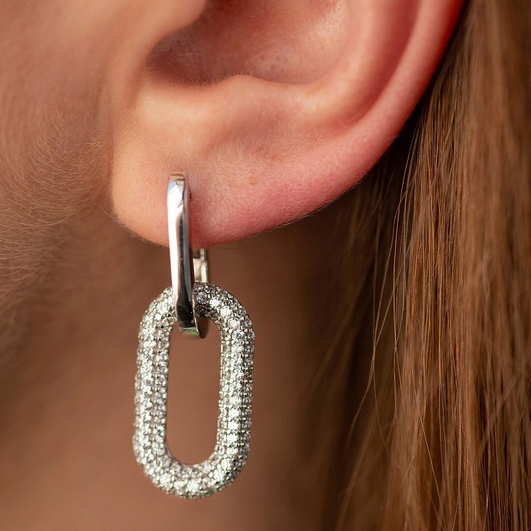 Сережки "Daniela" з фіанітами (біле золото) с09032 від ювелірного магазину Онікс - 3