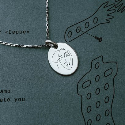 Серебряный кулон "Мечтательность" (овальный) 133045кул №10