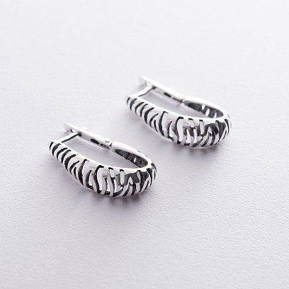 Серебряные серьги "Зебра" 122571