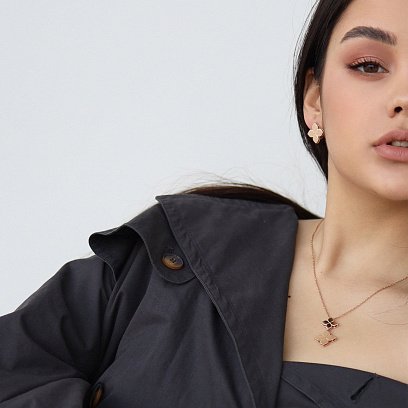 Золотое колье "Два клевера" кол04282 №2