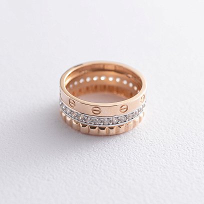 Золотое кольцо с белыми фианитами к06643