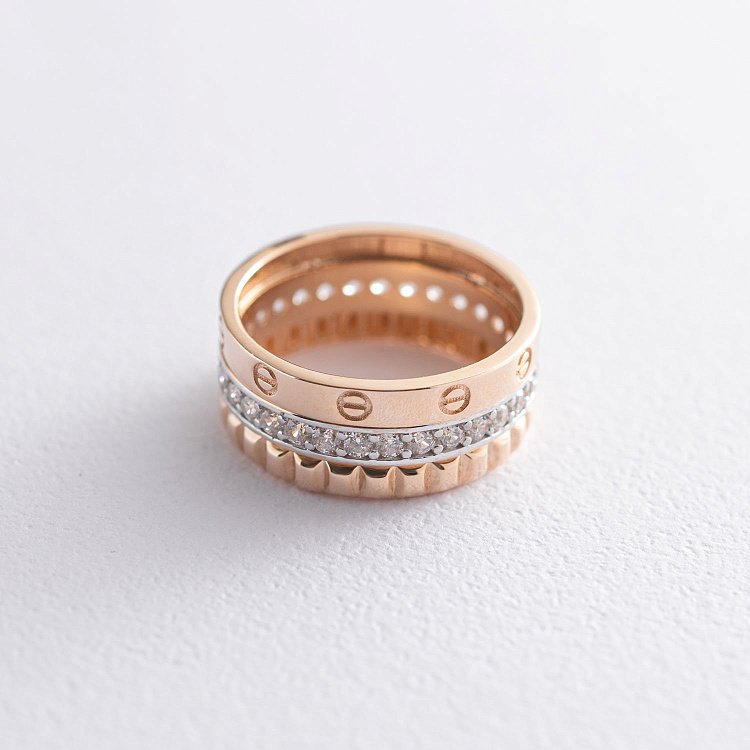 Золотое кольцо с белыми фианитами к06643 от ювелирного магазина Оникс