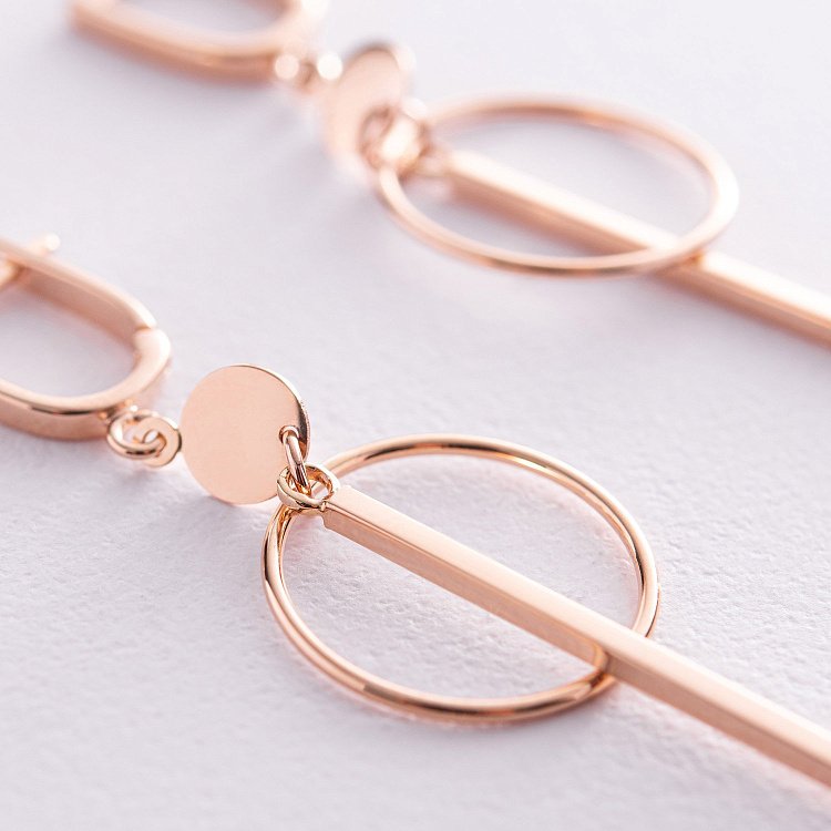 Сережки "Геометрія" у червоному золоті с08152 від ювелірного магазину Онікс - 2