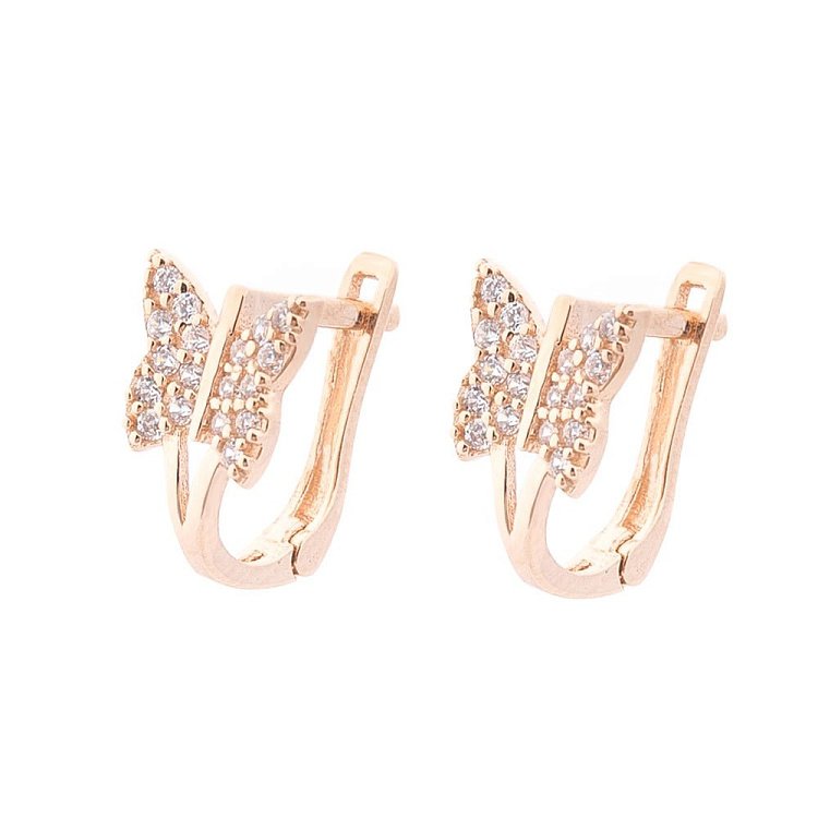 Золоті сережки "Метелики" з фіанітами с04581 від ювелірного магазину Онікс - 1