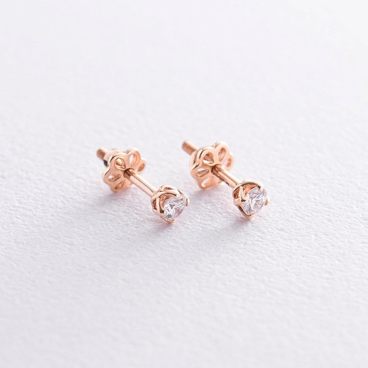 Золотые серьги - пусеты с бриллиантами сб0203 от ювелирного магазина Оникс - 1