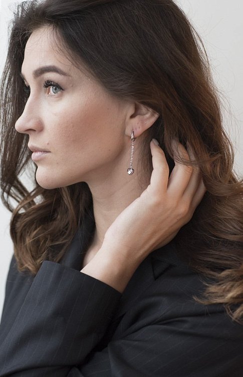 Золотые серьги "Сердечки" с05164 от ювелирного магазина Оникс - 5