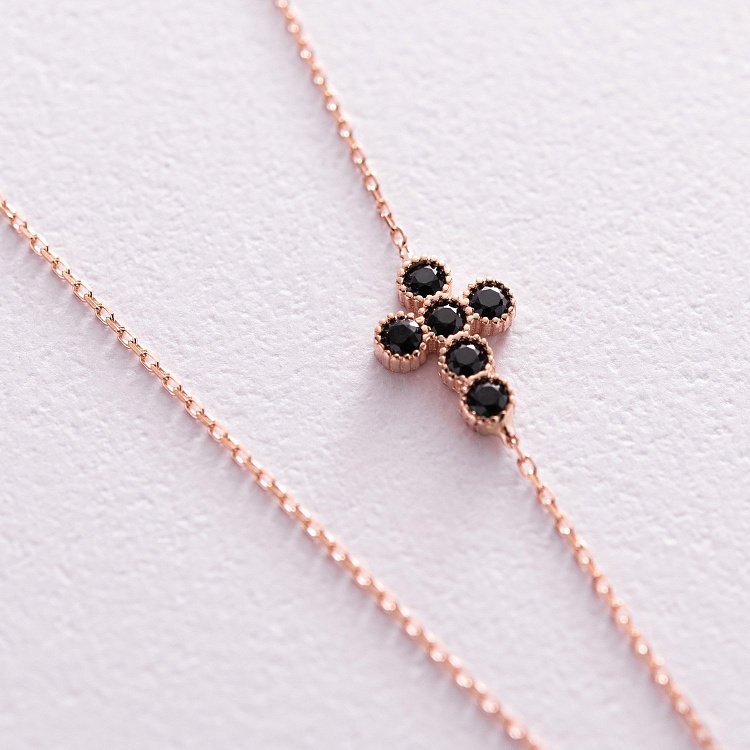 Золотое колье с крестиком (фианиты) кол02109 от ювелирного магазина Оникс - 3