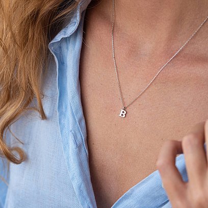 Серебряное колье с буквой В 18617б №4