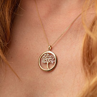 Підвіска "Дерево життя" у жовтому золоті п03973 №2