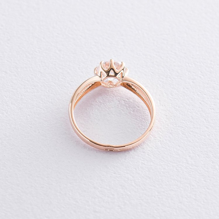 Помолвочное кольцо в красном золоте (фианит) к06605 от ювелирного магазина Оникс - 1