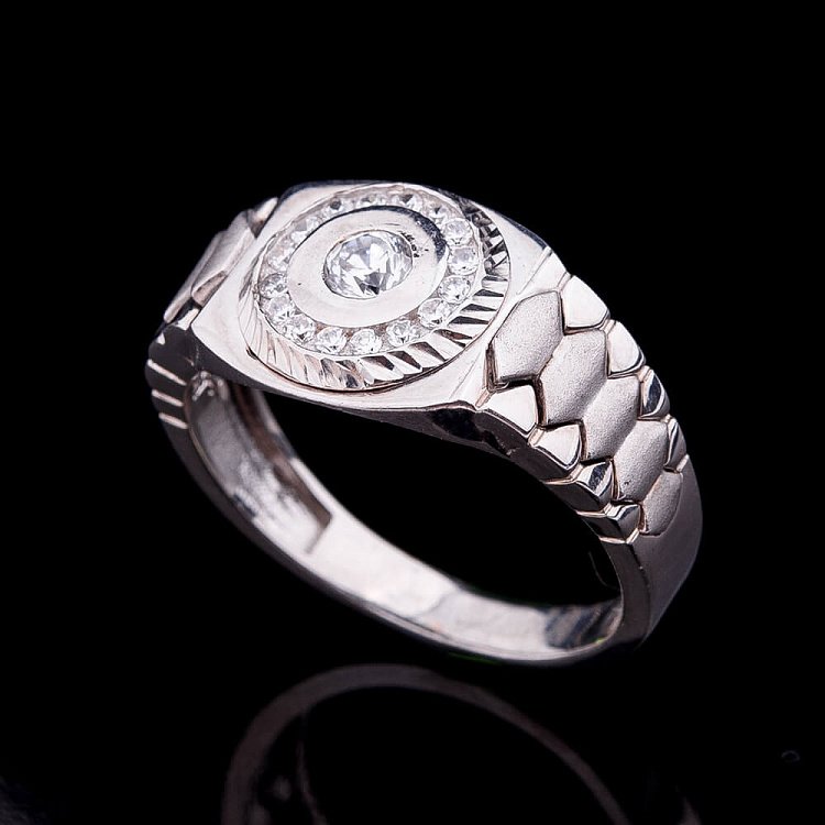 Срібна печатка (фіаніти, родій) 111400 від ювелірного магазину Онікс - 2