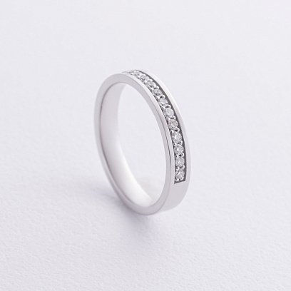 Каблучка з доріжкою діамантів (біле золото) 221001121